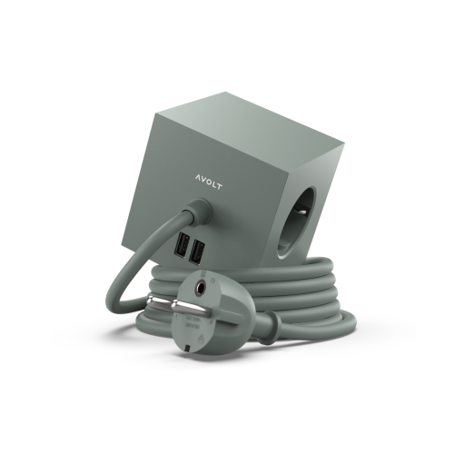 AVOLT Square1 3x Power Extender + 2x USB-A Oak Green