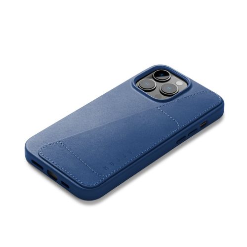 Mujjo Full Leather Wallet Case for iPhone 14 Pro Max - Blue