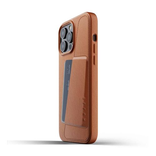 Mujjo Full Leather Wallet Case for iPhone 13 Pro Max - Tan