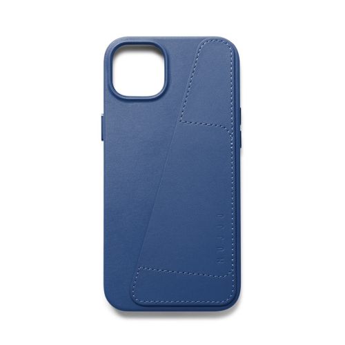 Mujjo Full Leather Wallet Case for iPhone 14 Plus - Blue